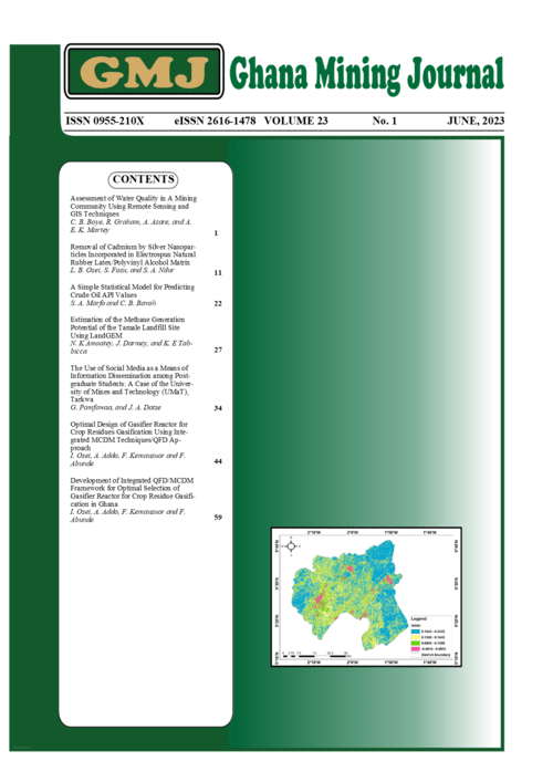 					View Vol. 23 No. 1 (2023): Ghana Mining Journal June Issue
				